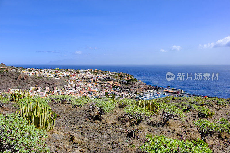 加那利群岛的La Gomera, san Sebastian de La Gomera从Cristo看到的